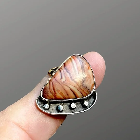 🌺Artisan Sterling & Agate Ring - Picture 4 of 12